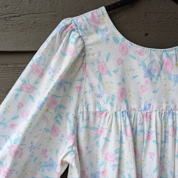 VTG Victoria's Secret Gold Label Long Sleeve Floral Lace Nightgown Size Large - Picture 8 of 9